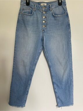 Forever 21 Light Blue High-Rise Button-Fly Cropped Jeans SZ 28